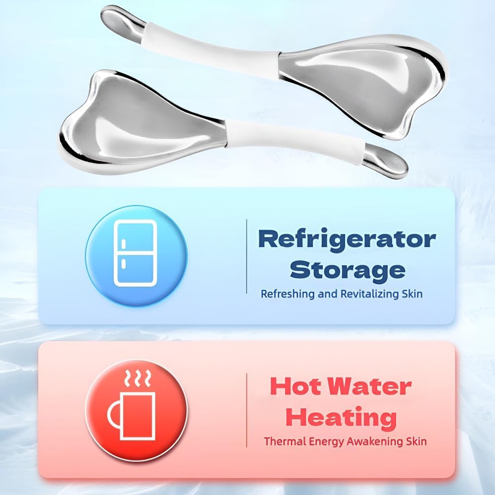 Ice Globes for Face & Eyes, Unbreakable Stainless Steel Cryo Massagers for Skincare Routines, Multifunctional Cold Roller Cooling Globes for Puffiness, Sagging Skin, and Facial Relaxation