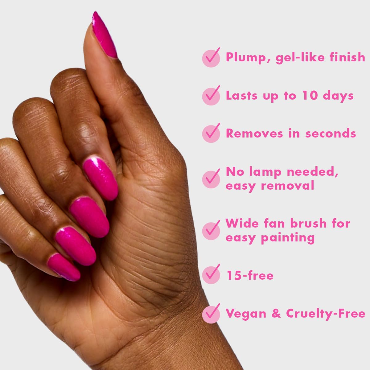 Olive & June Long Lasting Nail Polish | Plump Gel-Like Finish No Lamp Needed | Lasts up to 10 days | Salon-Quality at Home | 15-Free, Vegan Cruelty-Free Chip-Resistant | Lily Blooms Shimmering Magenta