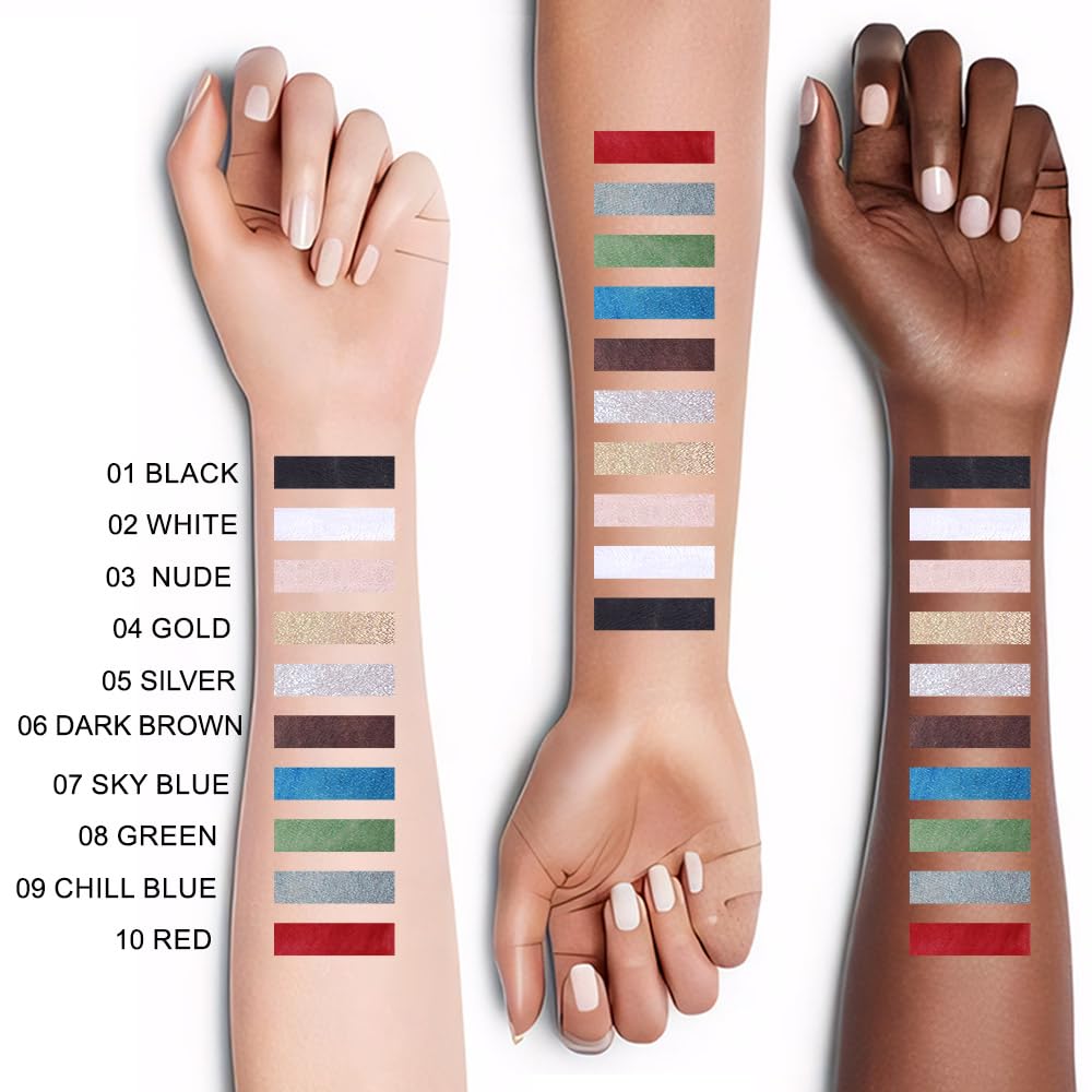 evpct 2Pcs Gold & Silver Color Gel Glitter Eyeliner Pencils Set for Women Waterline Waterproof Smudge Proof lapiz de ojos delineador de ojos contra el agua Eye Liner Makeup