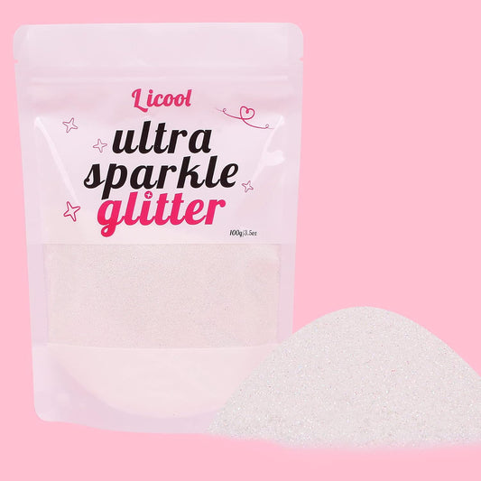 Holographic Fine Glitter, 100g/3.5oz Extra Fine Glitters Powder Packs for Resin, Craft Glitter for Tumblers Candle Slime Making, Festival Body Face Eyeshadow Nail Glitter (Mix White)