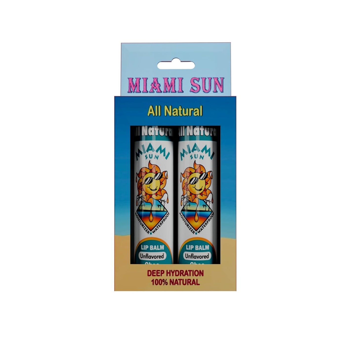 Miami Sun Natural Ghee Lip Balm, Hydrating Lip Treatment with Shea Butter & Beeswax, Organic & Non-Toxic, Best for Dry, Chapped Lips - Moisturizing, Healing, Chemical-Free Care (2 Pack Gift, Natural)