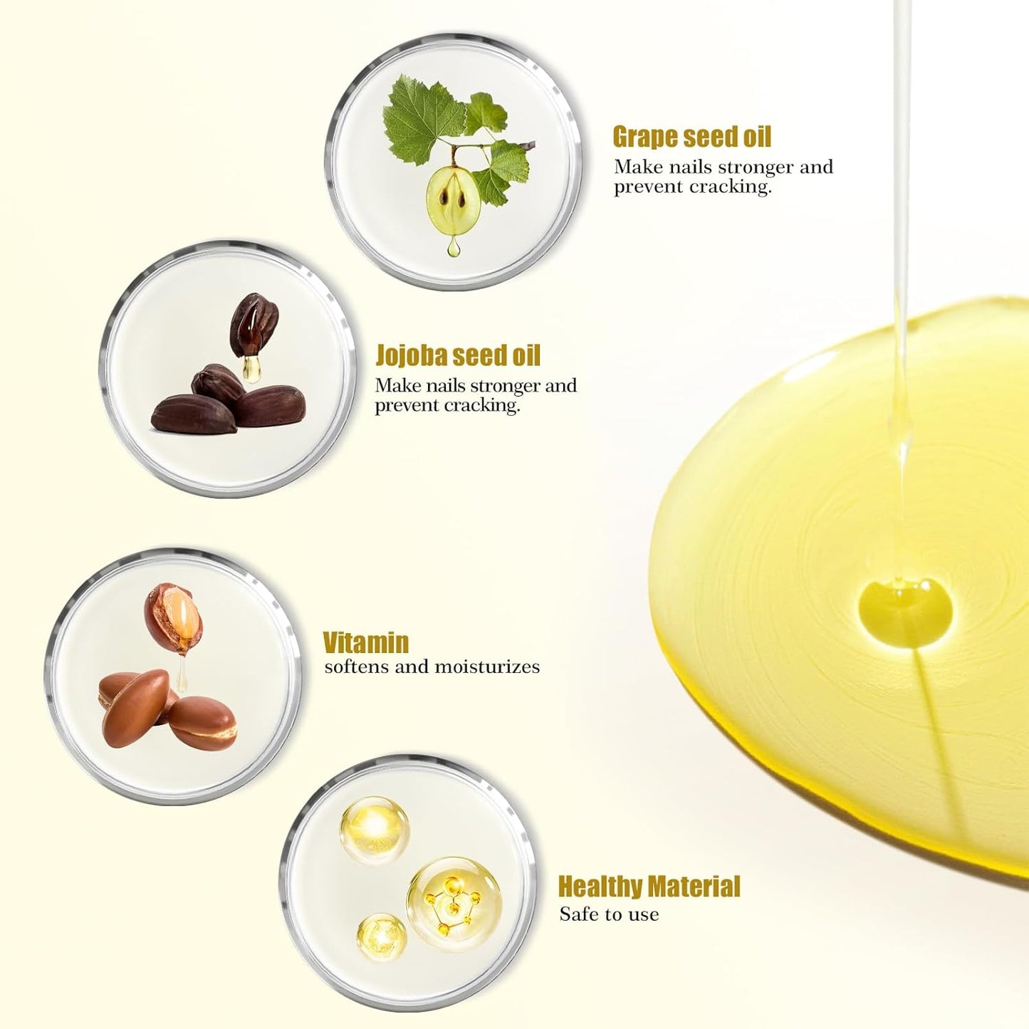 ADHERE Cuticle Oil for Nails Professional Nail Oil 8ML, Jojoba Nail Cuticle Oil Contains Vitamins with Soft Brush, for Nourishing, Hydrating, Dry Rough Nail Care Repair Essential Nail Care（Floral）