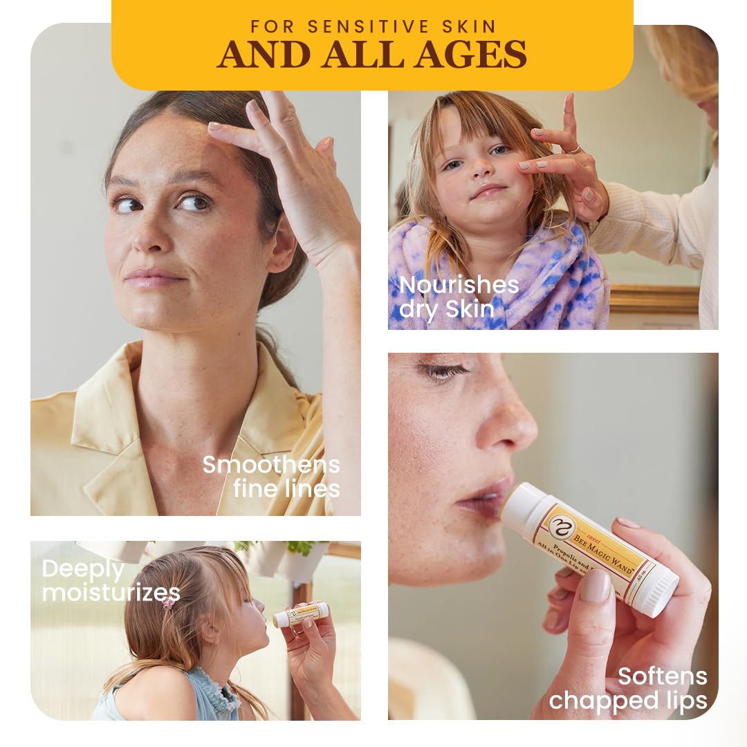 Sweet Bee Naturals Magic Wand - Certified Organic Lip and Face Moisturizing Wand - Natural Chapstick and Balm Stick for Dry Skin and Lips, Non Petroleum Jelly for All Ages and Skin Types, Pack of 3