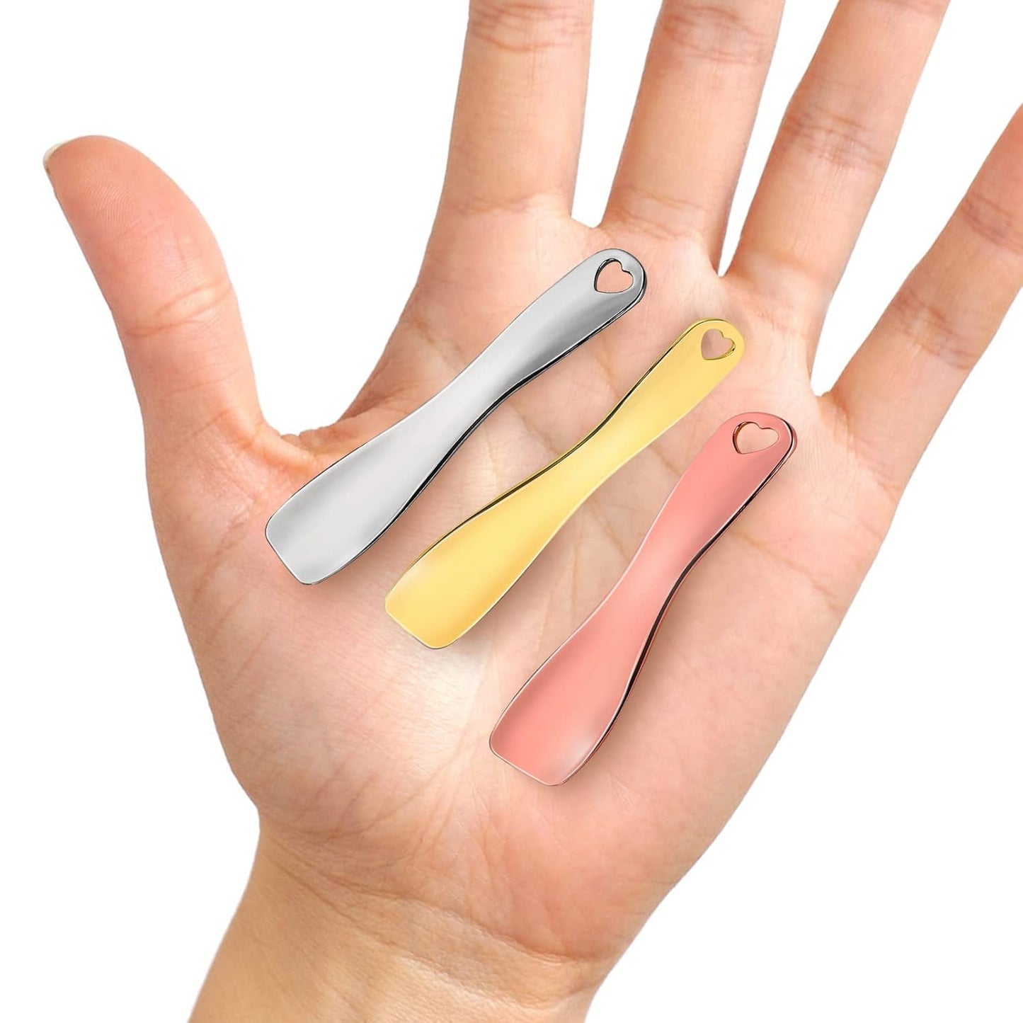 3 PCS Metal Cosmetic Spoon Skincare Spatula Stick Applicator Beauty Spa Mini Spoon Skin Care Facial Cream Mask Scoop Makeup Tools for Facial DIY Mask Mixing