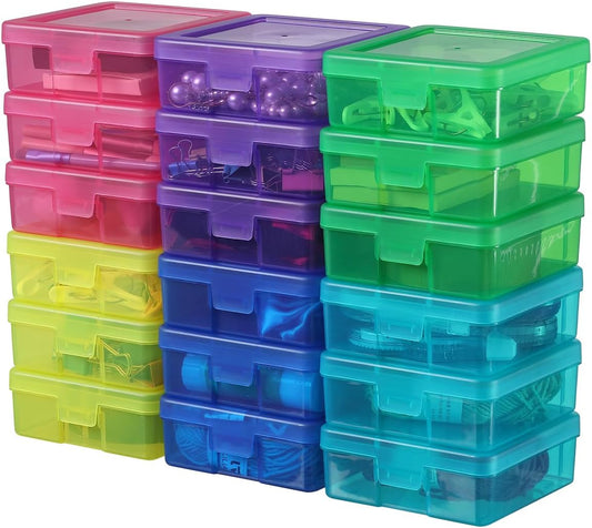 18 Pack Small Plastic Storage Containers Color Arts & Crafts Storage Boxes & Organizers Stackable Small Containers With Lids For Organizin (Set 2)
