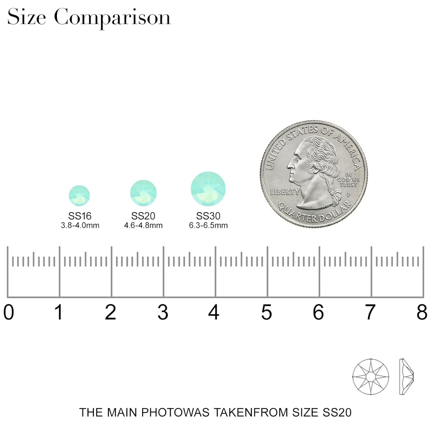 Novani Green Opal Rhinestones 288pcs Flat Back Round Rhinestone Style 2088 Sparkly Crystal Gemstones for Nail Art and Crafting SS30,6.4-6.6mm