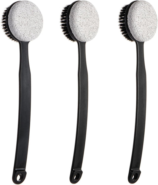 Pumice Stone for Feet with Long Handle (Double-Faced Curved Handle,Black, Count, 3.0)