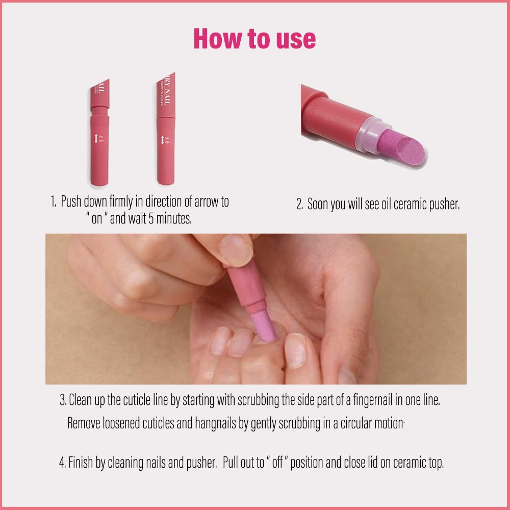 1PCS Ceramic Cuticle On/Off Oil Pusher Cuticle Pusher (Pink)
