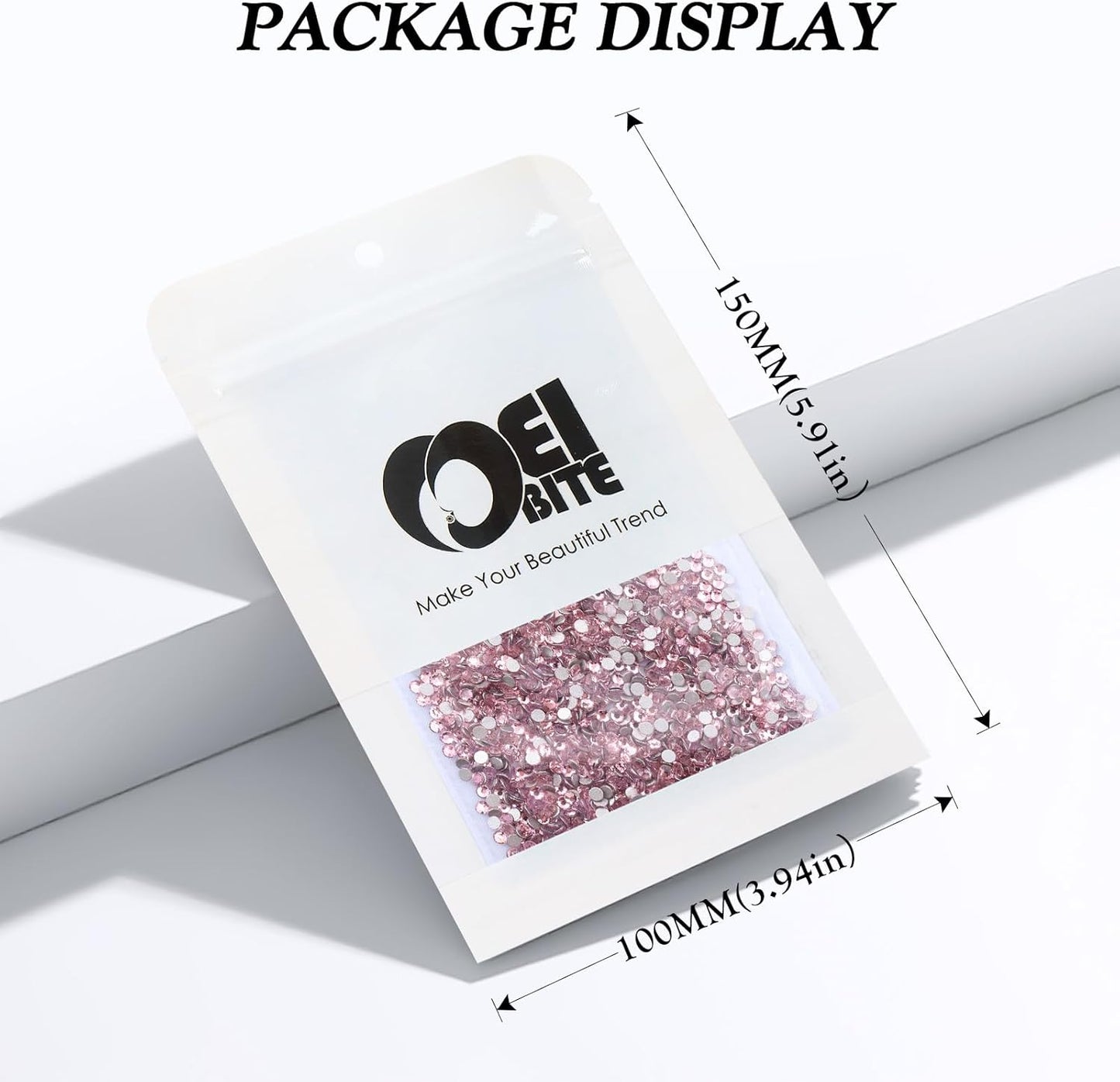 Pink Flatback Rhinestones, Glass Rhinestones for Nail Art and Craft, Glue Fix, Loose Crystal Gemstones(Pink, SS8, 2880pcs, 2.3-2.5mm)