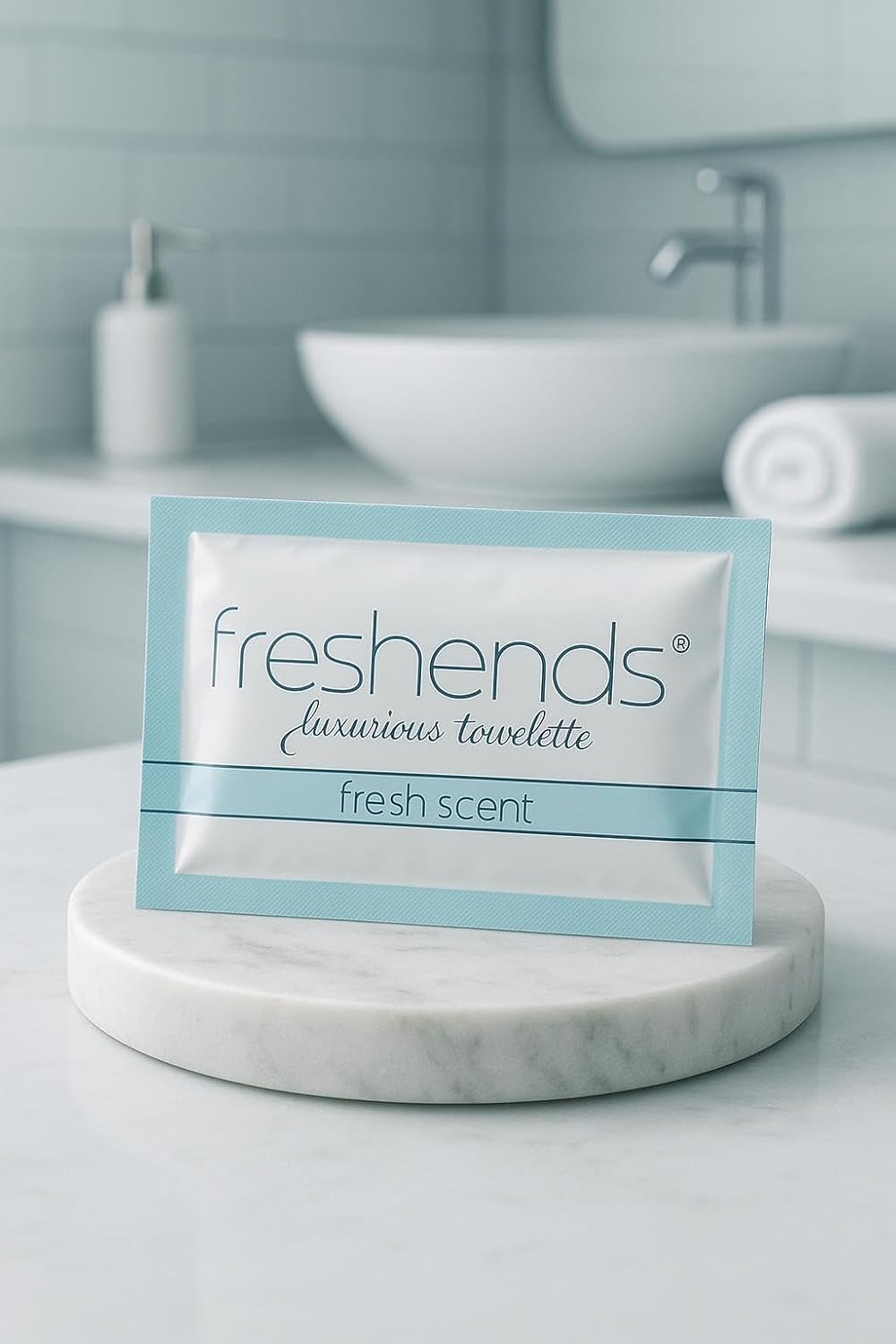 Freshends Flushable Individually Wrapped Wipes – 50 Bulk Pack Luxurious Towelettes, Guest Bathroom Essentials for Weddings, Restaurants, Bars & Clubs – Grey, Travel-Size, Disposable