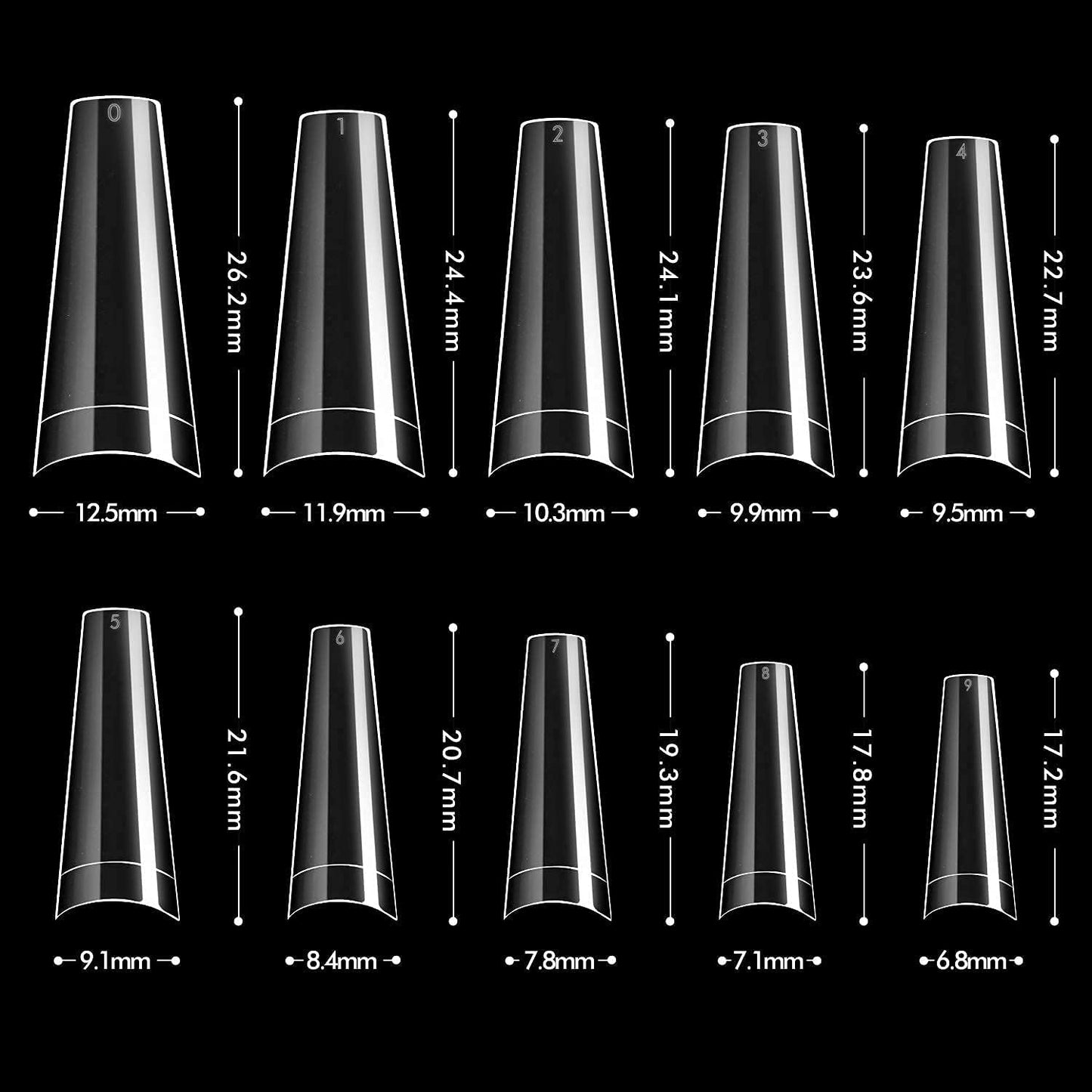 INFELING Clear Coffin Nails Tips - Nail Tips for Acrylic Nails Professional, 500pcs Half Cover French Nail Tips with Box, False Fake Nail Tips for Salons Home, 10 Sizes