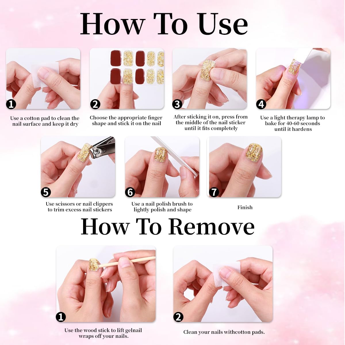 Semi Cured Gel Nail Strips Stickers Solid Color Gel Nail Polish Strips Self Adhesive Easy to Apply Purple Nail Stickers for Women DIY Waterproof Manicure Kit Party Nails Decoration Accessories