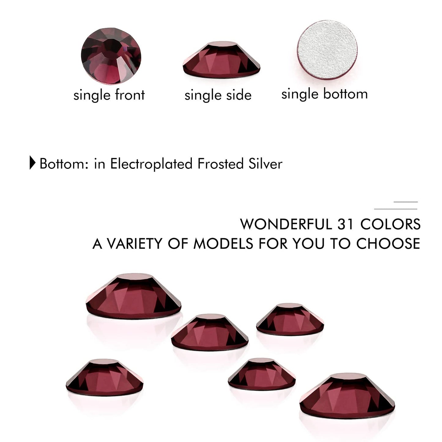 1440Pcs Amethyst Crystal Rhinestones,Glass Flatback Rhinestones Gemstones for Nail Face Makeup Art Crafts Clothes Decoration -(SS20,4.8mm,Amethyst)