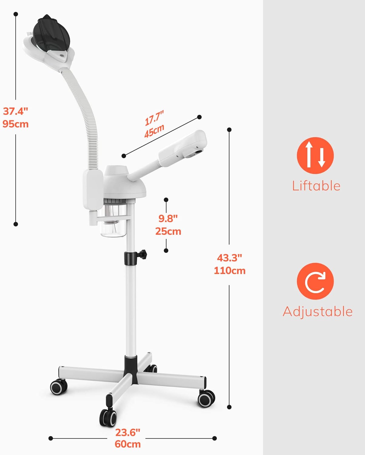 TASALON Professional 2 in 1 Facial Steamer With 5X Magnifying Foldable Arm, Ozone Mist Steamer for Face, Salon Spa Beauty Skin Care Equipment