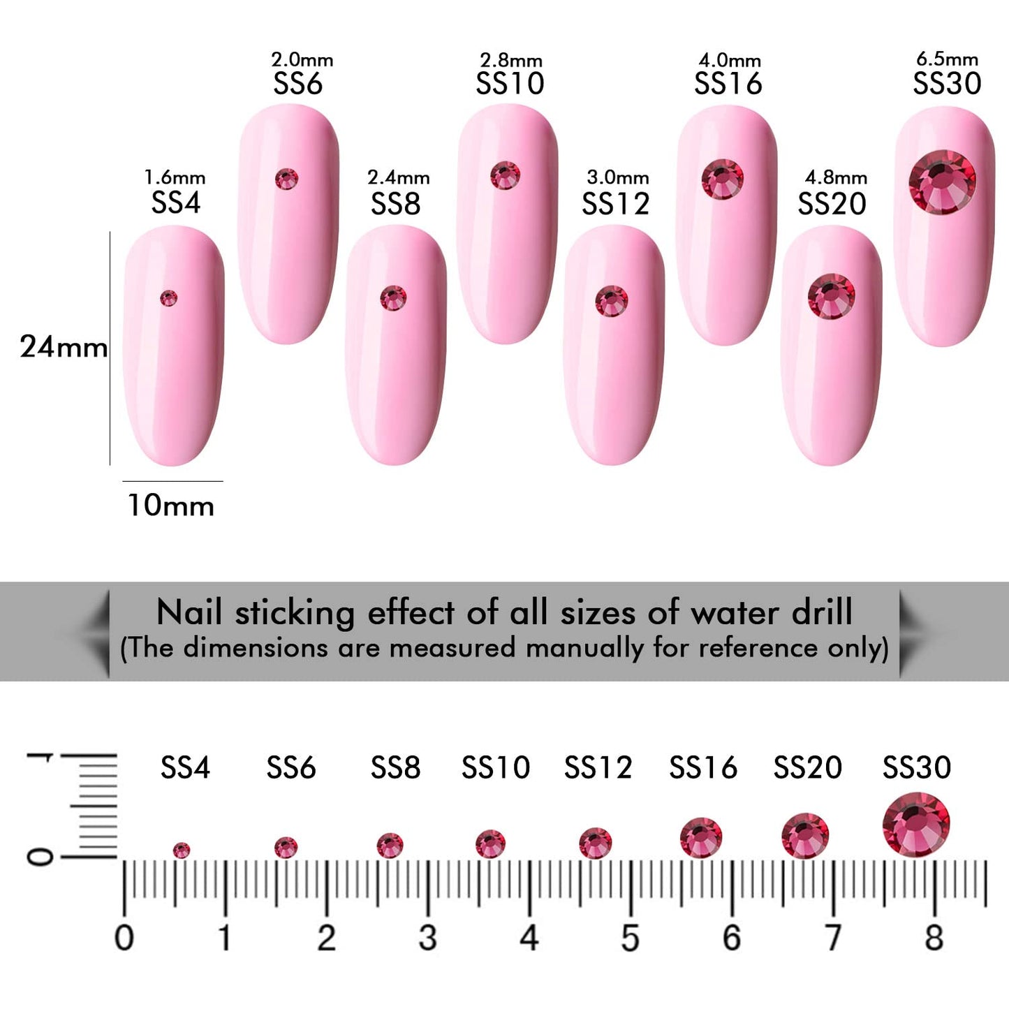 1440Pcs Rose Crystal Rhinestones,Glass Flatback Rhinestones Gemstones for Nail Face Makeup Art Crafts Clothes Decoration -(SS20,4.8mm,Rose)