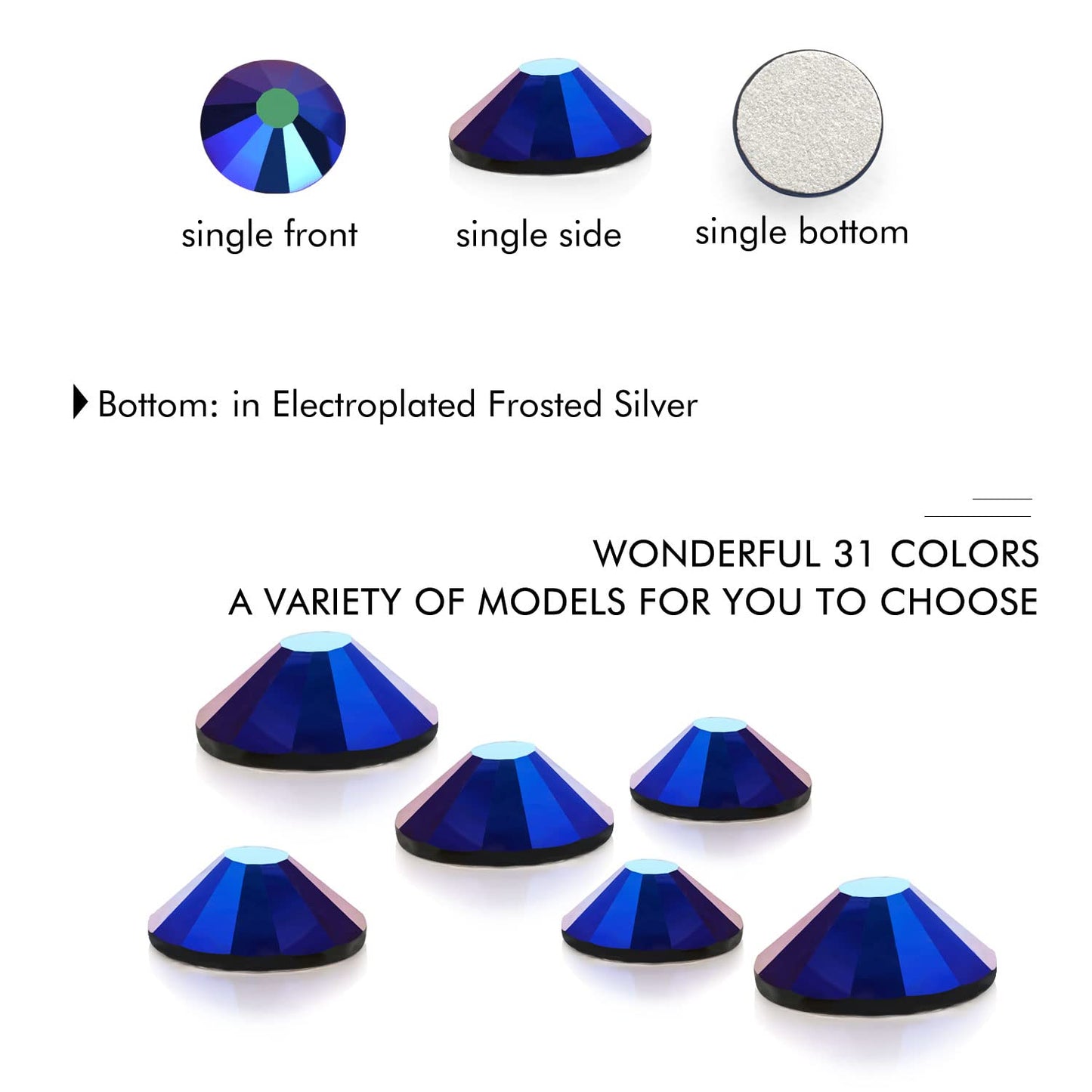 1440Pcs Jet Ab Crystal Rhinestones,Glass Flatback Rhinestones Gemstones Mini for Nail Face Makeup Art Crafts Clothes Decoration -(SS6,2.0mm,Jet Ab)