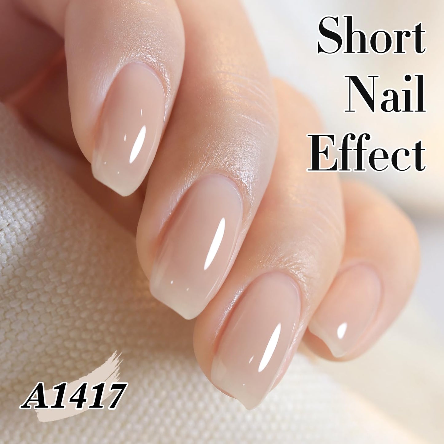 Double Rhythm 0.5Oz Translucent Gel Polish Sheer Neutral Natural Light Milky Same Color Same Bottle 15ML Jelly Gel Polish Art DIY at Home (Nude Beige-A1417)