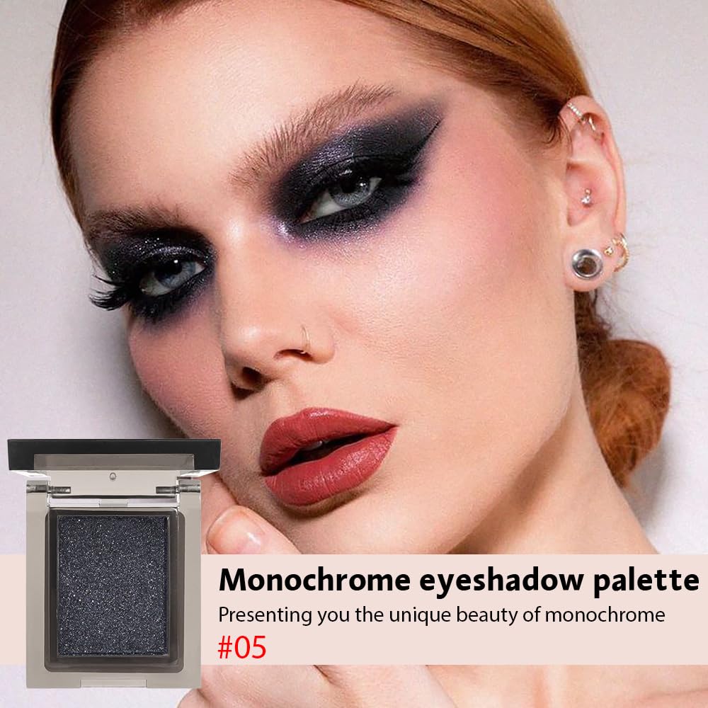 Single Nude Black Matte Eyeshadow,Monochrome Eye Shadow,Apply Makeup Easily,Matte Pressed Powder Single Eyeshadow,24 Hour Eye Makeup Longwear Waterproof