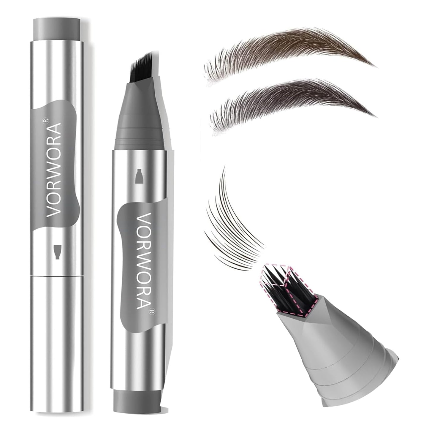 Quik Eyebrow Pen, Microblading Eyebrow Pencil, Brow-Fection Angled Brush Upgraded Dip, Long Lasting Smudge Proof, Easy to Color, Soft Black