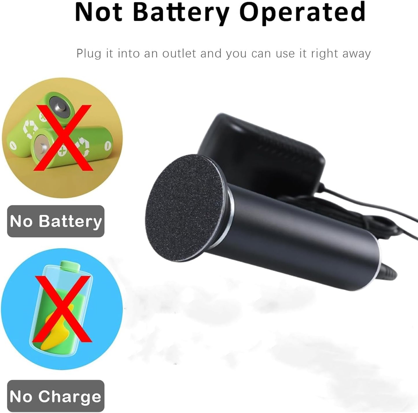 Electronic Foot File Grinder (Speed Adjustable) with 60pcs Replacement Sandpaper Disk，Electric Foot Scrubber Dead Skin Remover，for Feet Hard Cracked Dry Dead Skin Exfoliation，Unisex（Black）