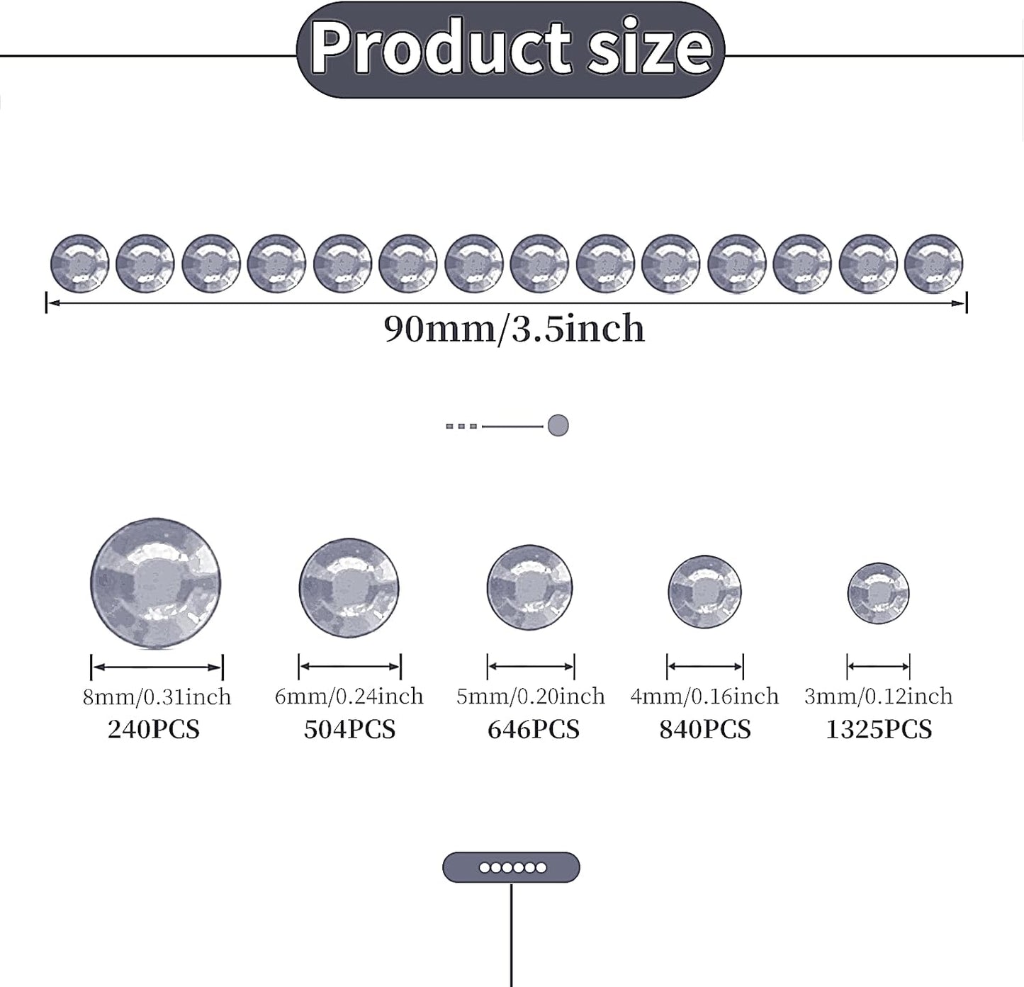 3555 Pieces Face Gem Stickers Self Adhesive Rhinestone Stickers for Crafts 3/4/5/6/8 MM Face Jewels Stickers Diamond Nail Gems Stick on for Face Eye Hair Body Makeup DIY Craft 5 Sizes