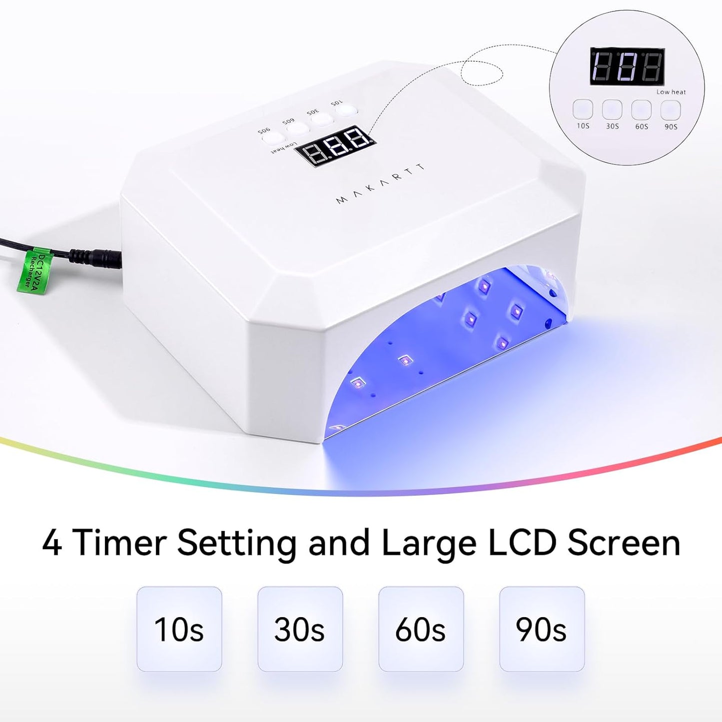 Makartt UV Nail Lamp: LED Light for Gel Polish 36W Nails Curing Dryer with 4 Timer Setting Display Auto Sensor, Professional Flash Cure Lamp for Salon & Home