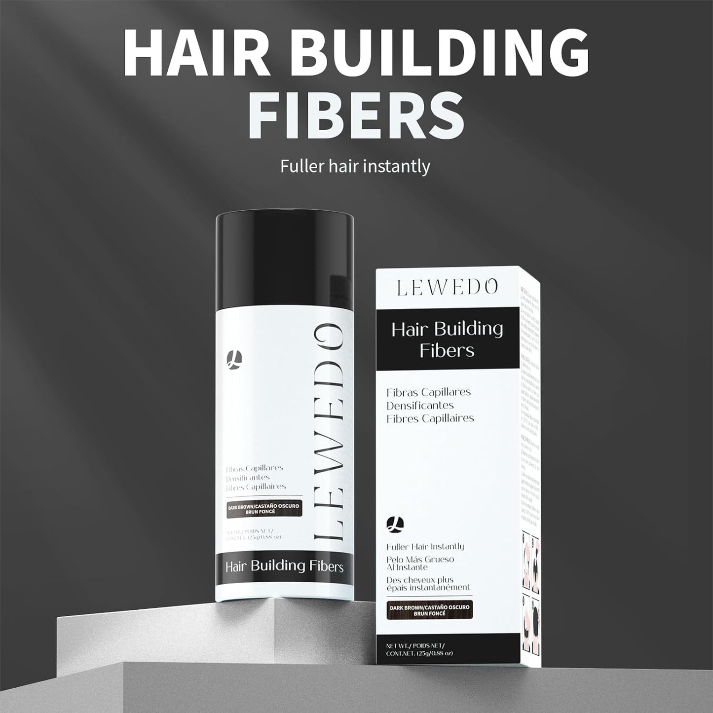 Hair Building Fibers - Instant Volume for Thinning Hair, Natural Appearance with Electrostatic Adsorption,Plant-Based, All-Day Hold, 25G Medium brown