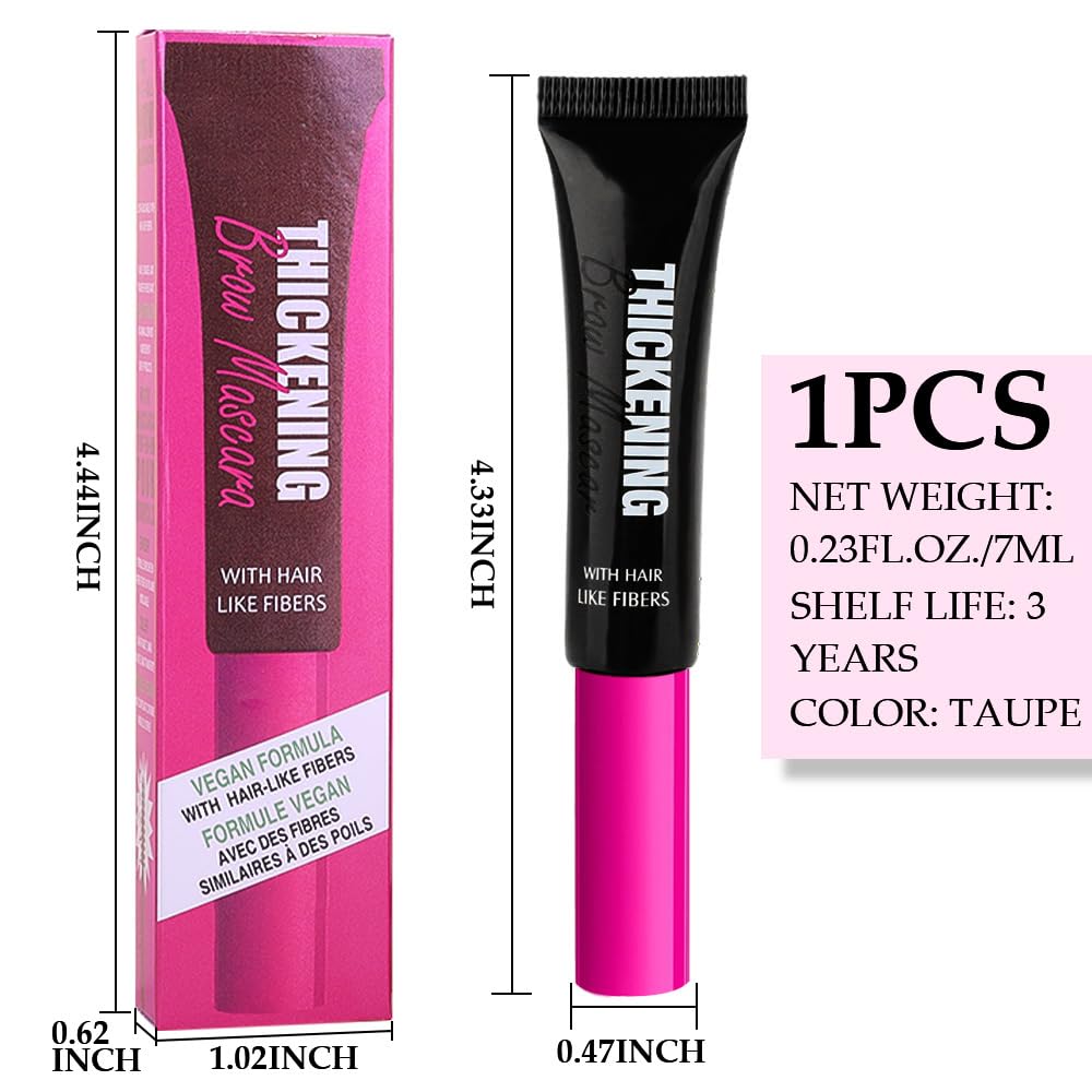 Tinted Thickening Brow Mascara,Brow Fast Sculpt,Waterproof, Transfer-proof, Brush to Fill in Eyebrows and Cover Gray Hairs - Cruelty Free - Light Medium Brown (1pc 08 Black)