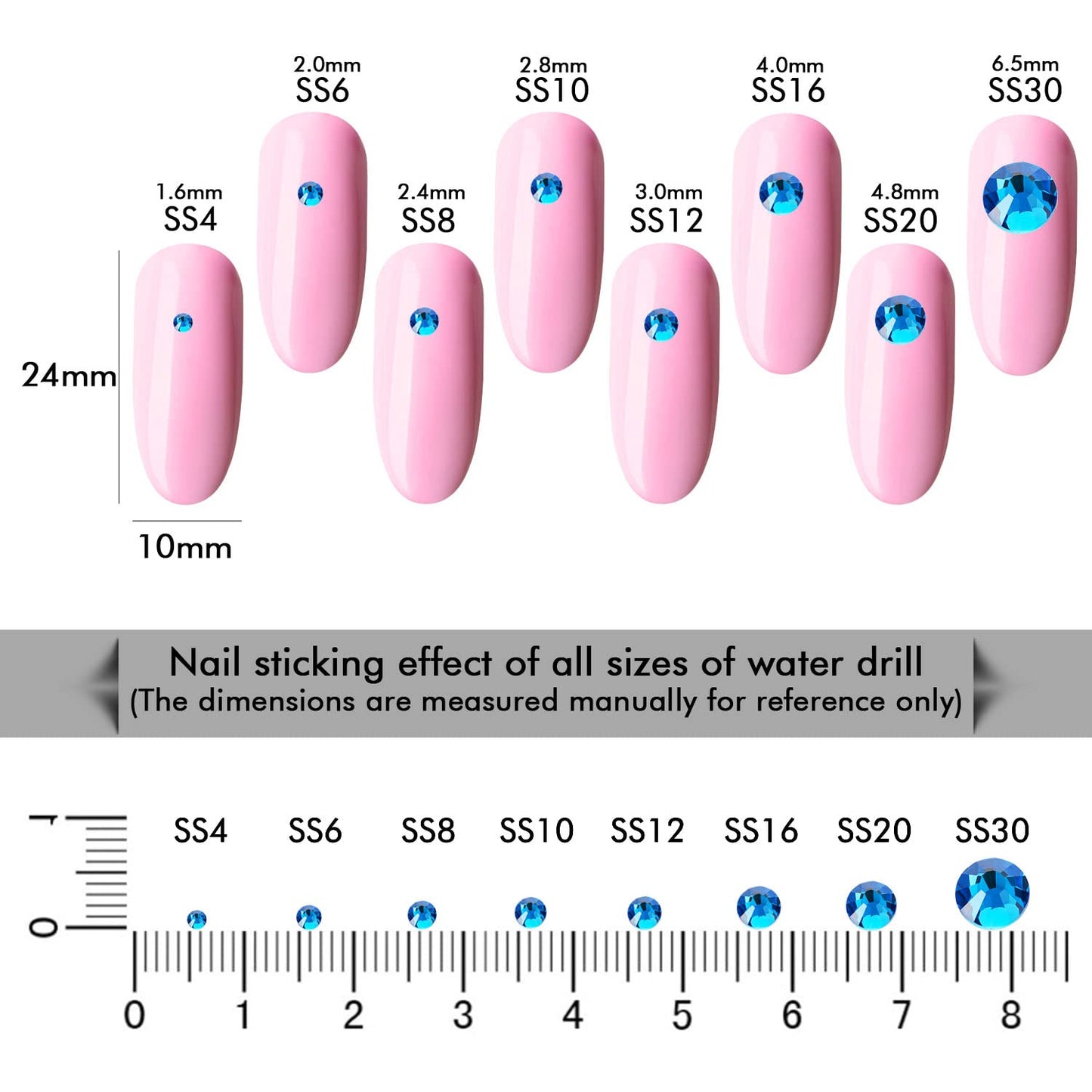 1440Pcs Blue Zircon Crystal Rhinestones,Glass Flatback Rhinestones Gemstones for Nail Face Makeup Art Crafts Clothes Decoration -(SS12,3.0mm,Blue Zircon)