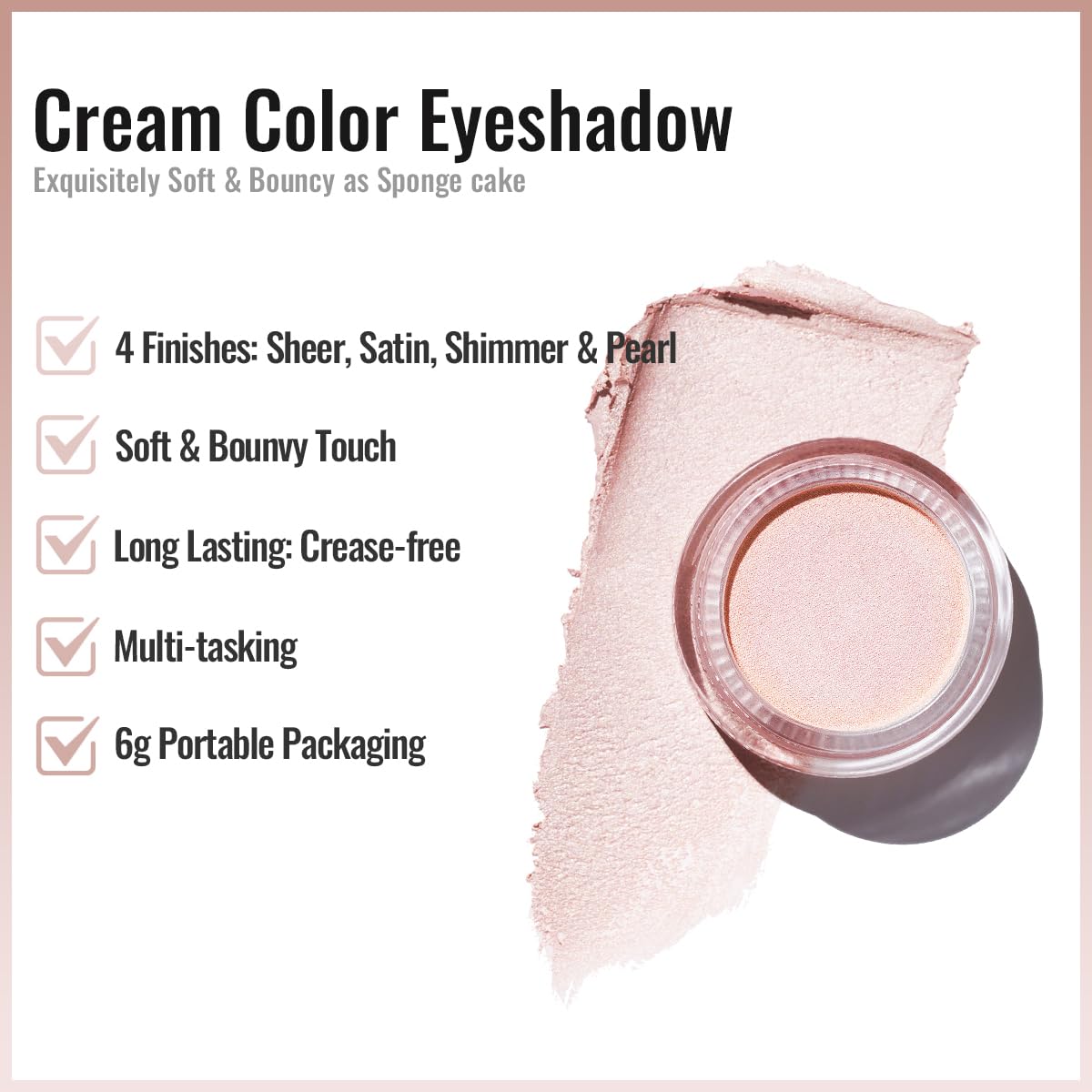 Oulac Shimmer Cream Eyeshadow also for Highlighter Blendable Eye Shadow Waterproof&Long Lasting with Moisturizing Formula Soft Shimmer Eye Make-up,Vegan & Cruelty-Free,6g P06