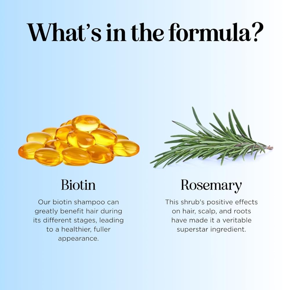 Rosemary and Biotin Shampoo for Thinning Hair - Vegan Volumizing Shampoo for Fine Hair with B Vitamins Argan Oil & Tea Tree Essential Oil - Paraben Silicone and Sulfate Free Vegan Formula (16 Fl Oz)