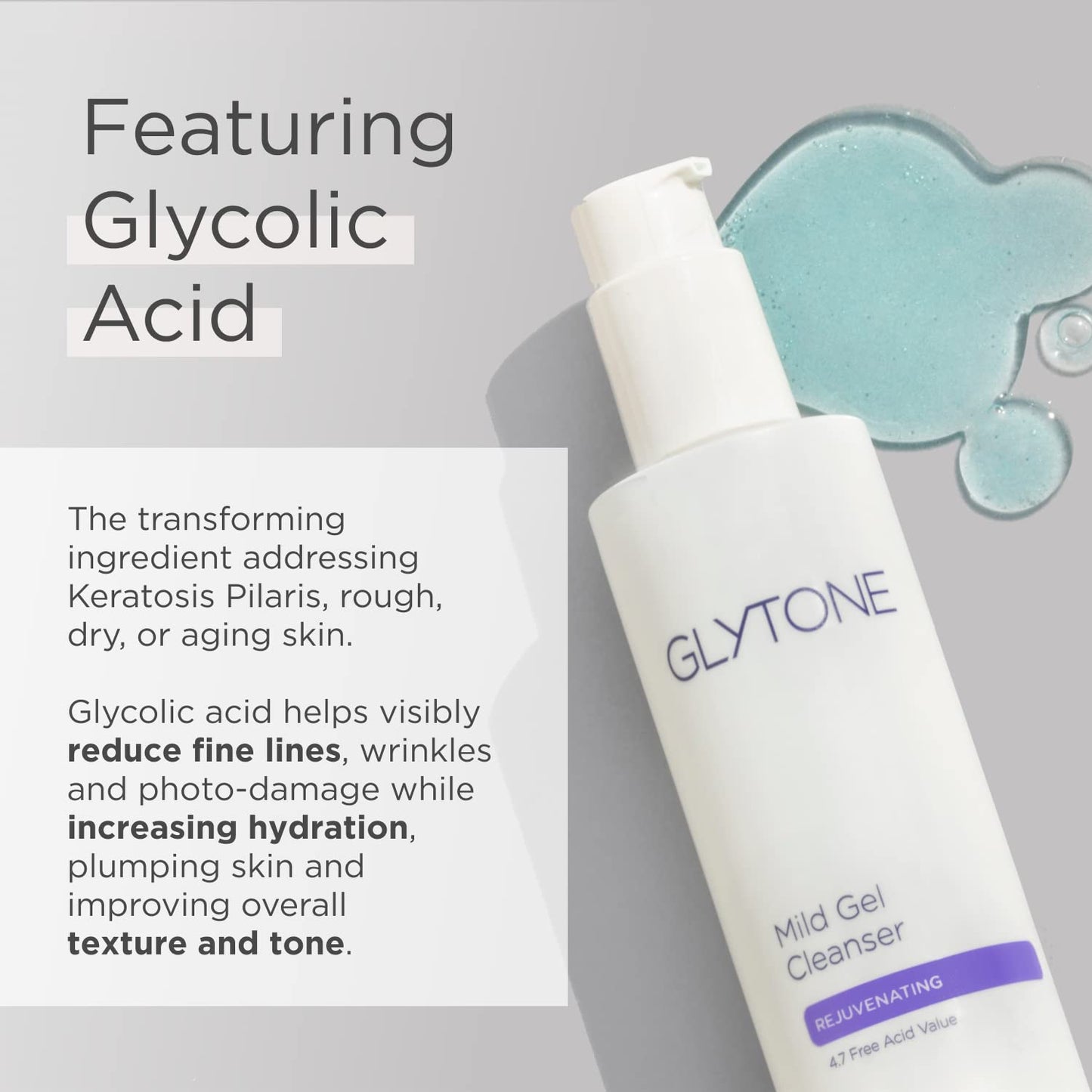 Glytone Mild Gel Exfoliating Cleanser, Pure Glycolic Acid Face Wash for Moisturizing & Rejuvenating Skin, Vegan & Fragrance-Free Face Exfoliator Scrub for All Skin Types, 13.5 fl. Oz.