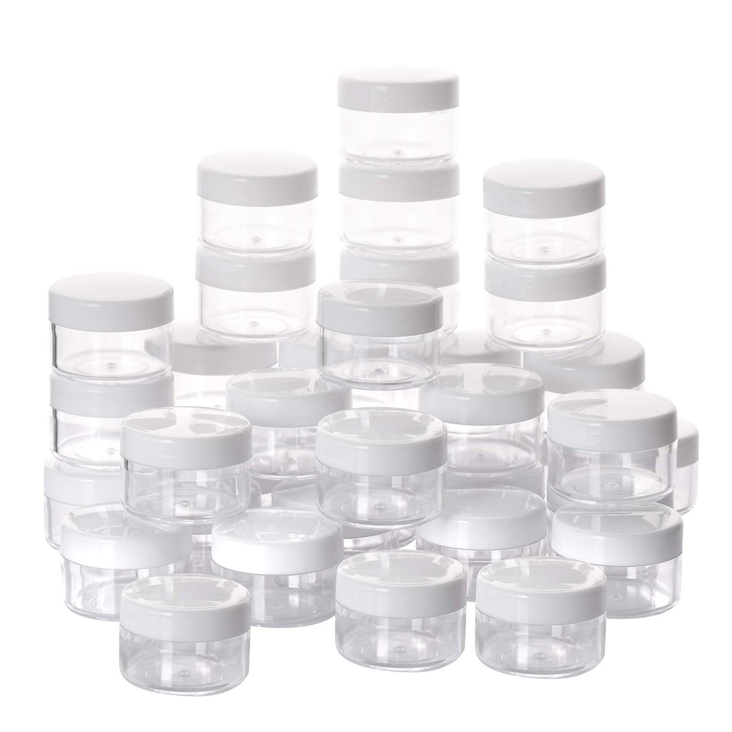 100 Count Empty Makeup Jars 15g Cosmetic Containers with Lids Leak Proof Sample Containers Refillable Plastic Containers - White