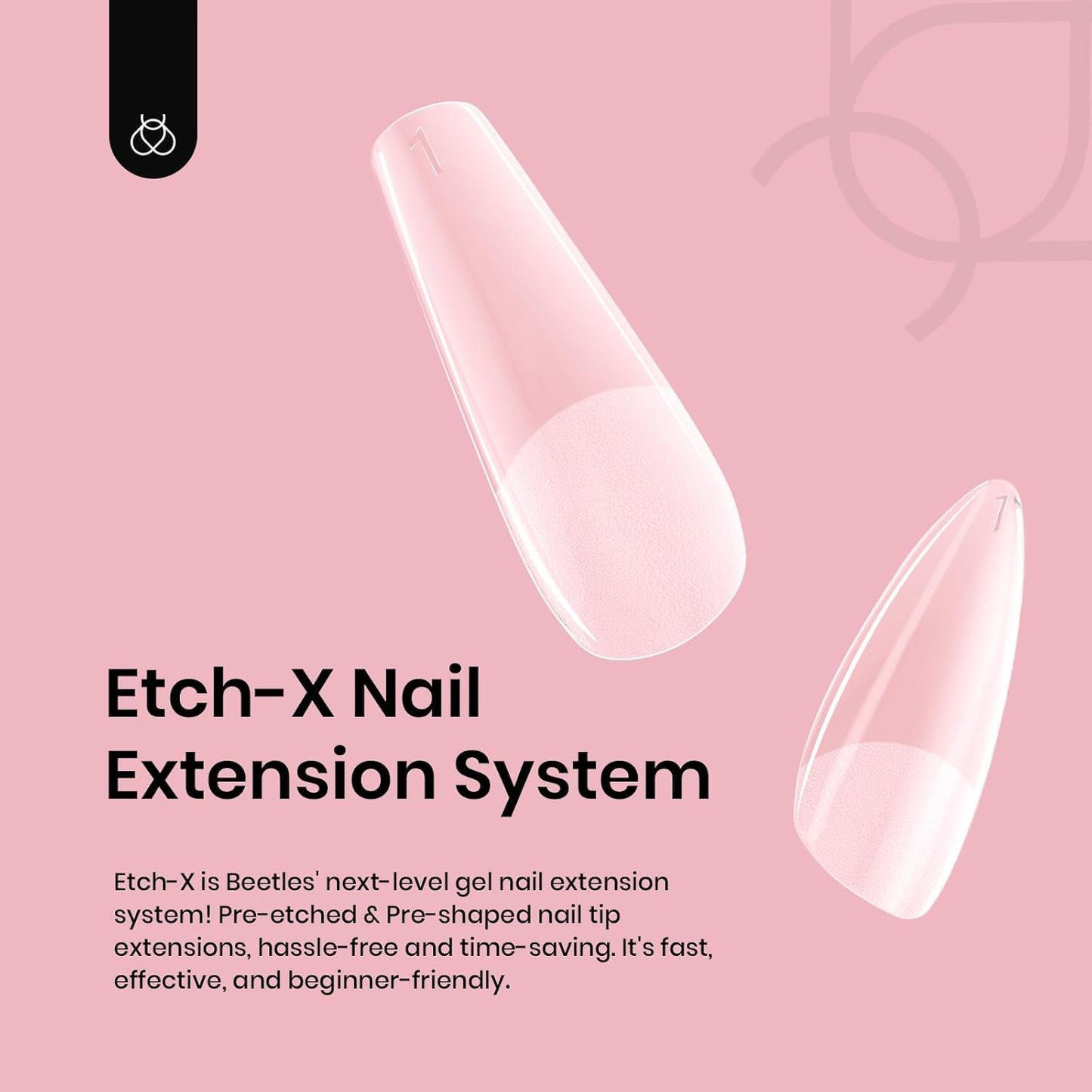 Beetles Gel Nail Tips Medium Almond Etch X Nail Tips, 12 Sizes 288 PCS Half Matte Full Cover False Nails Clear Acrylic Nails Glue on Nails DIY Gift for Women