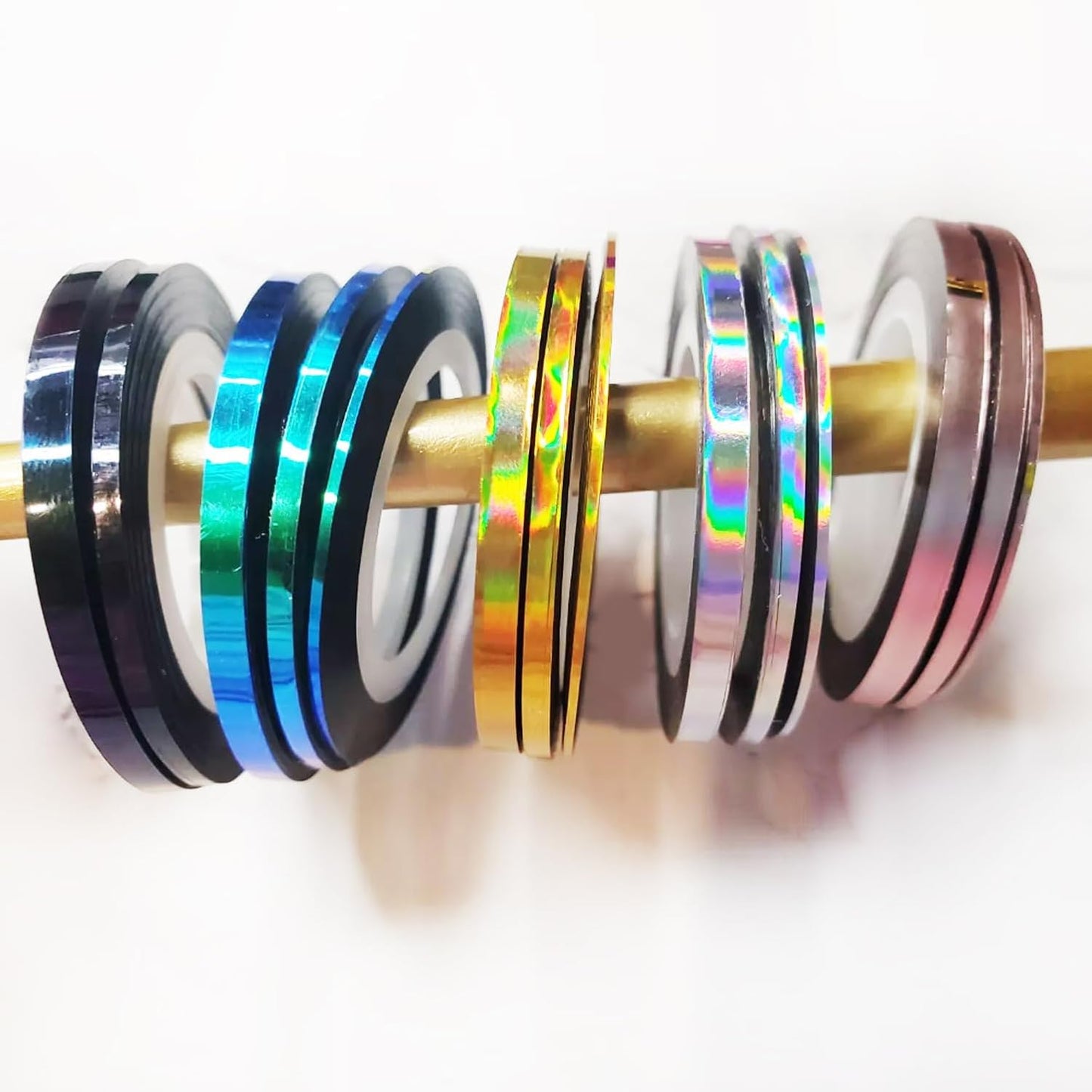 Nail Art Striping Tape Lines Kit 36 pcs 1mm 2mm 3mm Nail Tape Strips for Design DIY Silver Nails Striping Tape Case,Laser Holographic Nail Rolls Chrome Striping Tape Line