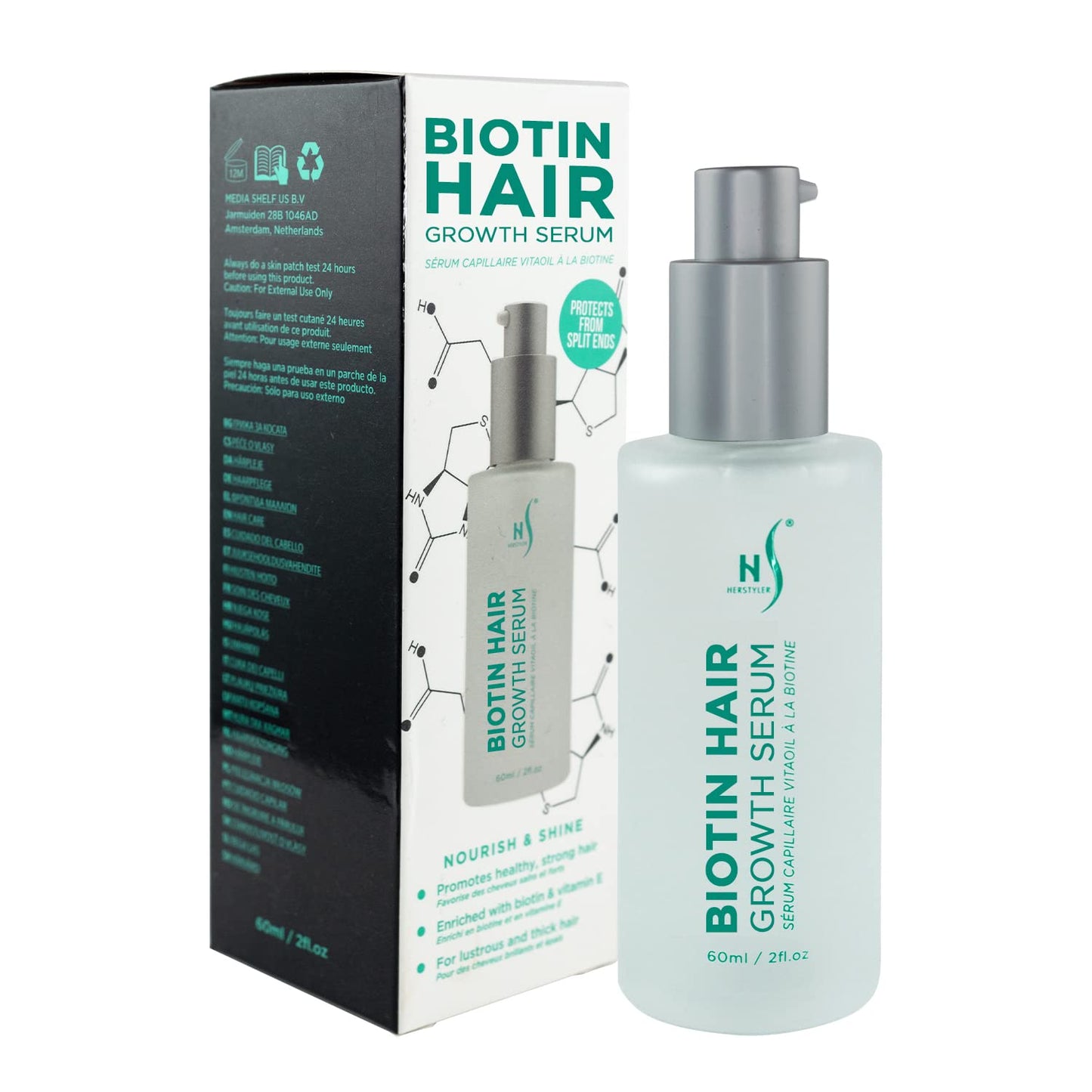 Herstyler Biotin Hair Serum - Hair Growth Serum for Hair Loss - Also Contains Argan Oil - 2 Fl Oz - Pack of 1
