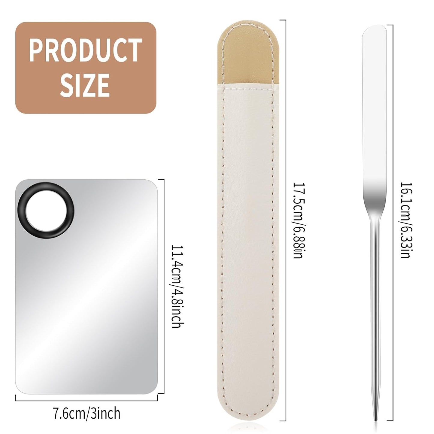 2 in-1 Set Make up Mixing Palette, Foundation Mixing Palette Stainless Steel Makeup Palette with Makeup Spatula for Professional Cosmetic Artist Make up Palette for Mixing Foundation Nail-Art