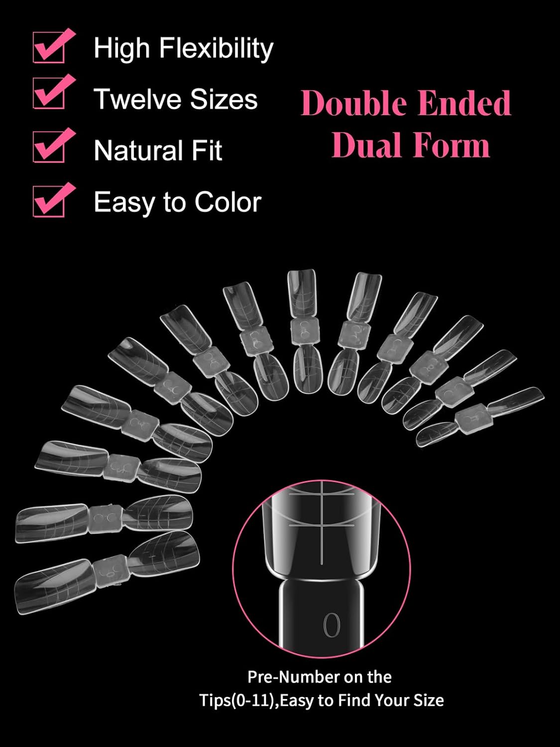 EBANKU Dual Nail Forms for Poly Extension Gel, 120 PCS 2 In 1 Nail Molds Reusable Nail Extension Forms for Builder Gel Manicure Design Salon DIY-12 Sizes