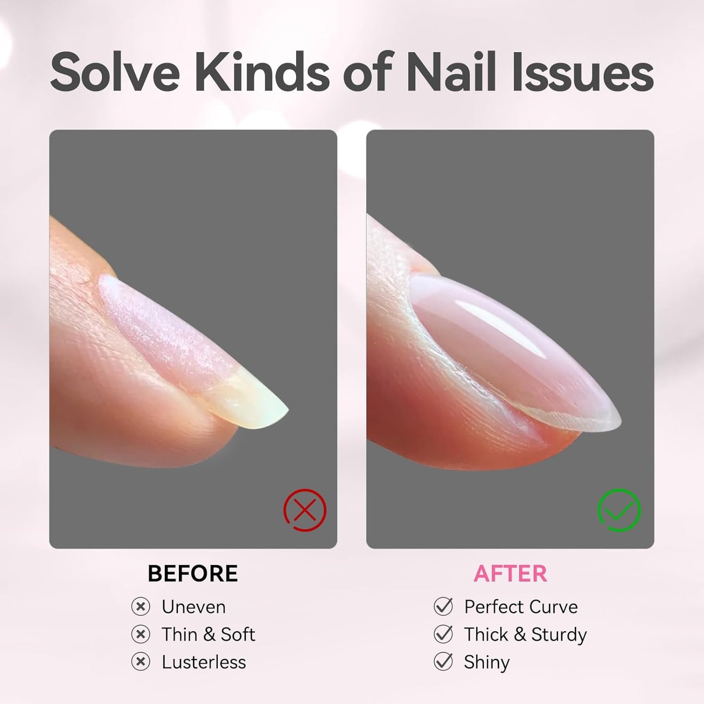 BORN PRETTY Builder Gel for Nails, 8-in-1 Extension Gel Strengthener Gel Hard Builder Nail Gel Base Top Gel, Sheer Pink Gel Builder Rhinestone Nail Glue Gel in A Bottle Nails 15ML