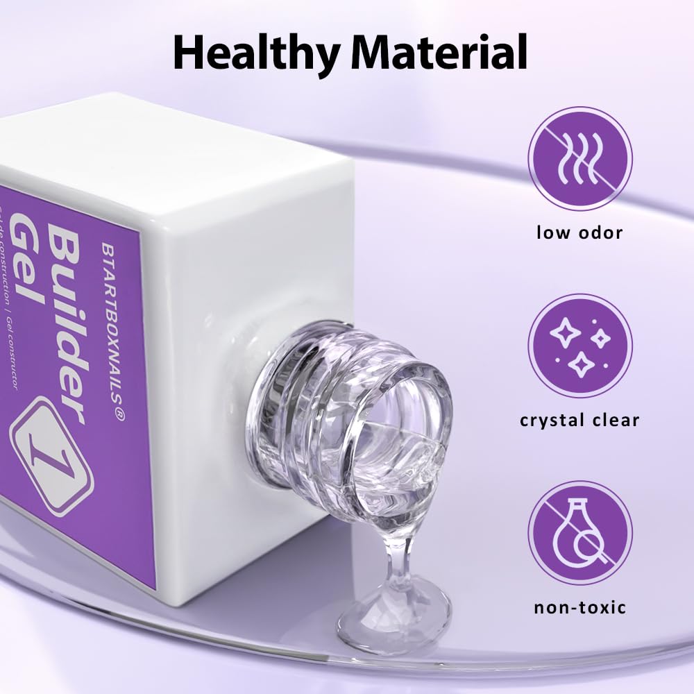 BTArtboxnails Nail Tips Builder Gel - Long Lasting 15ml Builder Gel with Portable Nail Lamp for French XCOATTIPS, 30+Days French Protection Duo Nail Extension Tool for Nail Art