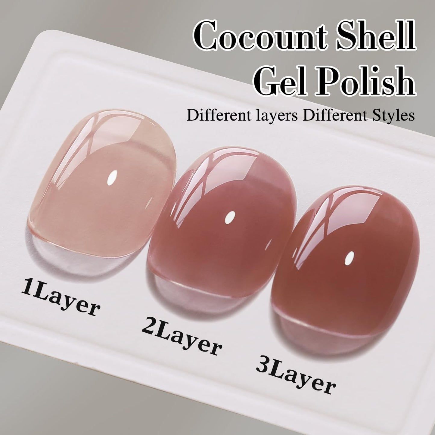 Double Rhythm 0.50 OZ Translucent Gel Polish Same Color Same Bottle Sheer Pastel Neutral Natural Milky 15 ML Jelly UV Nail Art DIY at Home (Red Brown-A1510)