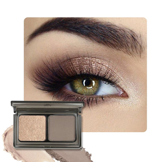 AMY'S DIARY 2 Color Taupe Brown Matte+Golden Champagne Shimmer Eyeshadow Palette – Shimmer matte Shades eye shadow for Eye Makeup, Long-Lasting & Highly Pigmented, Vegan & Cruelty-Free for woman