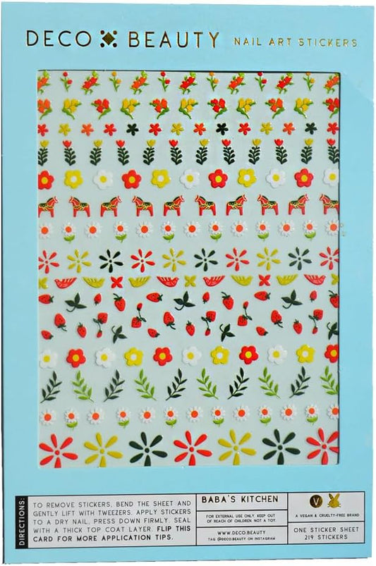 Baba's Kitchen Nail Stickers - Lightweight & Easy-to-Apply Nail Art with Cute & Trendy Design - Durable & Long-Lasting Nail Stickers for Women, Ideal for DIY Manicures