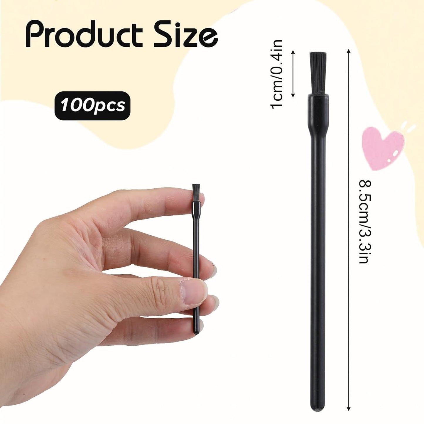 100 Pcs Lip Brushes Disposable, Black Disposable Nail Brushes, Lip Applicators with Soft Brush Head, Multifunctional Mini Makeup Lips Wands for Women