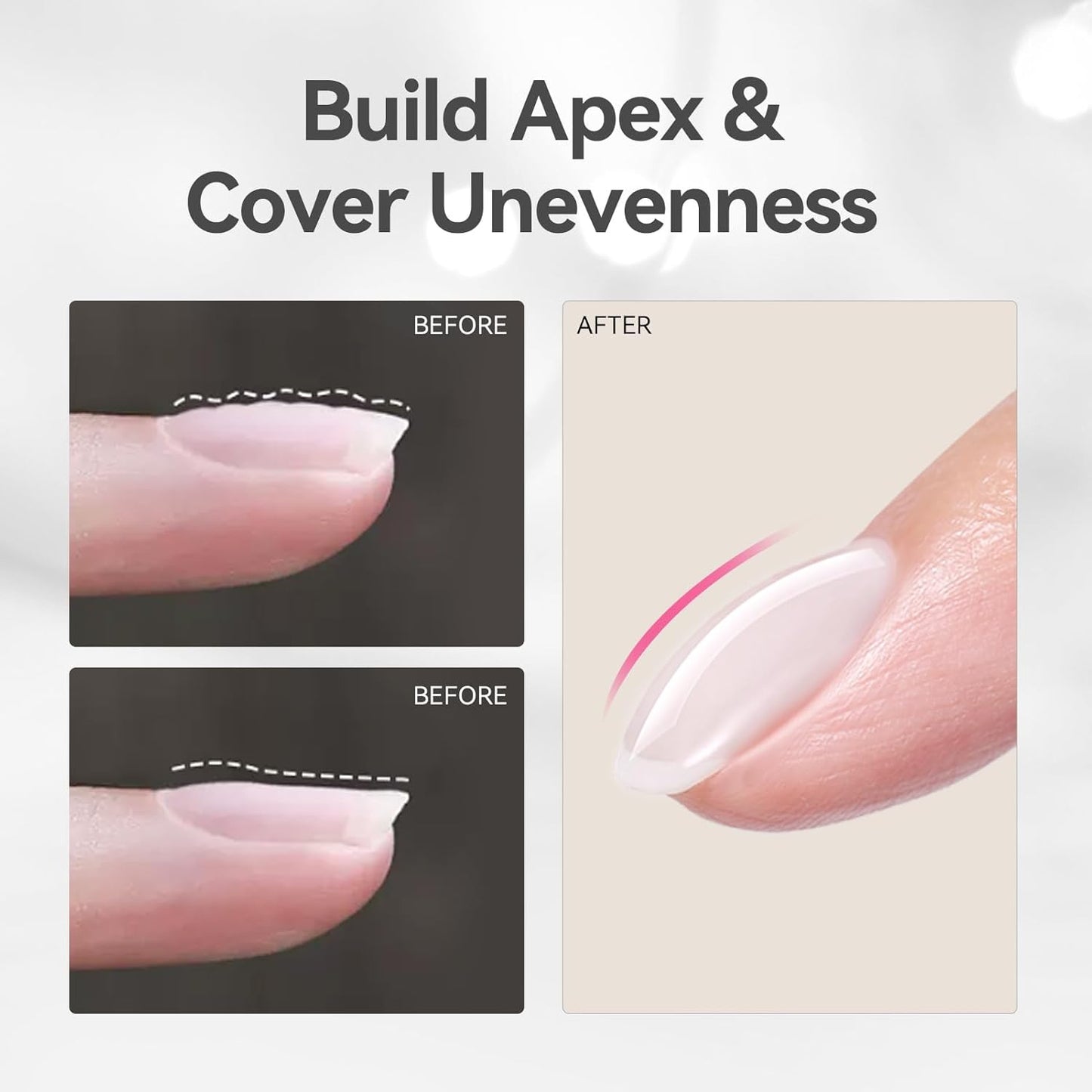 BORN PRETTY Builder Gel for Nails, 8-in-1 Milky White Clear Builder Nail Gel for Nail Apex and Gel Extension Strengthener, Nail GLue Gel Hard Gel Base Rhinestone Nail Glue Gel in a Bottle 15ml