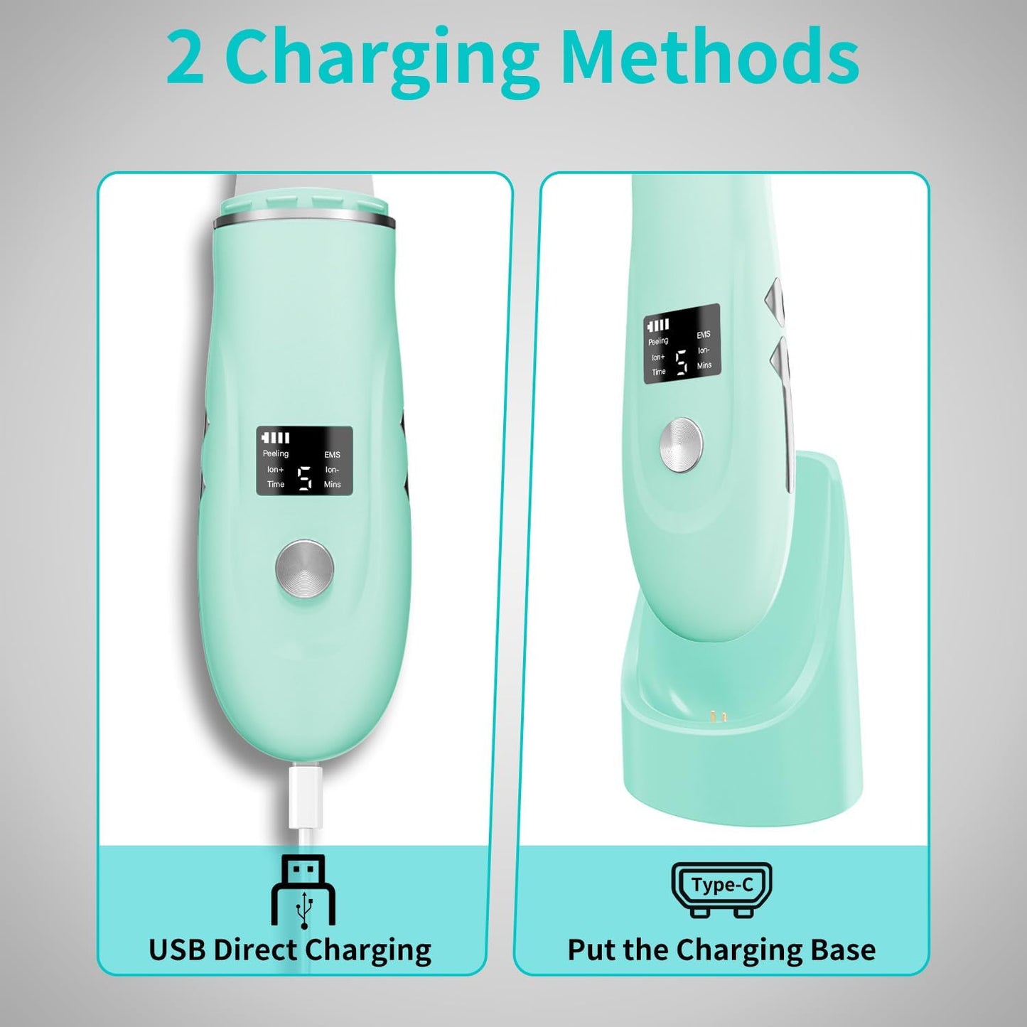 Face Scrubber Skin Spatula - Blackhead Remover Deep Cleansing Tool for Pore Extraction, 4-in-1 Fast Charging Dock Blackhead Remover Face Spatula for Facial Skincare Women Gift (Green)