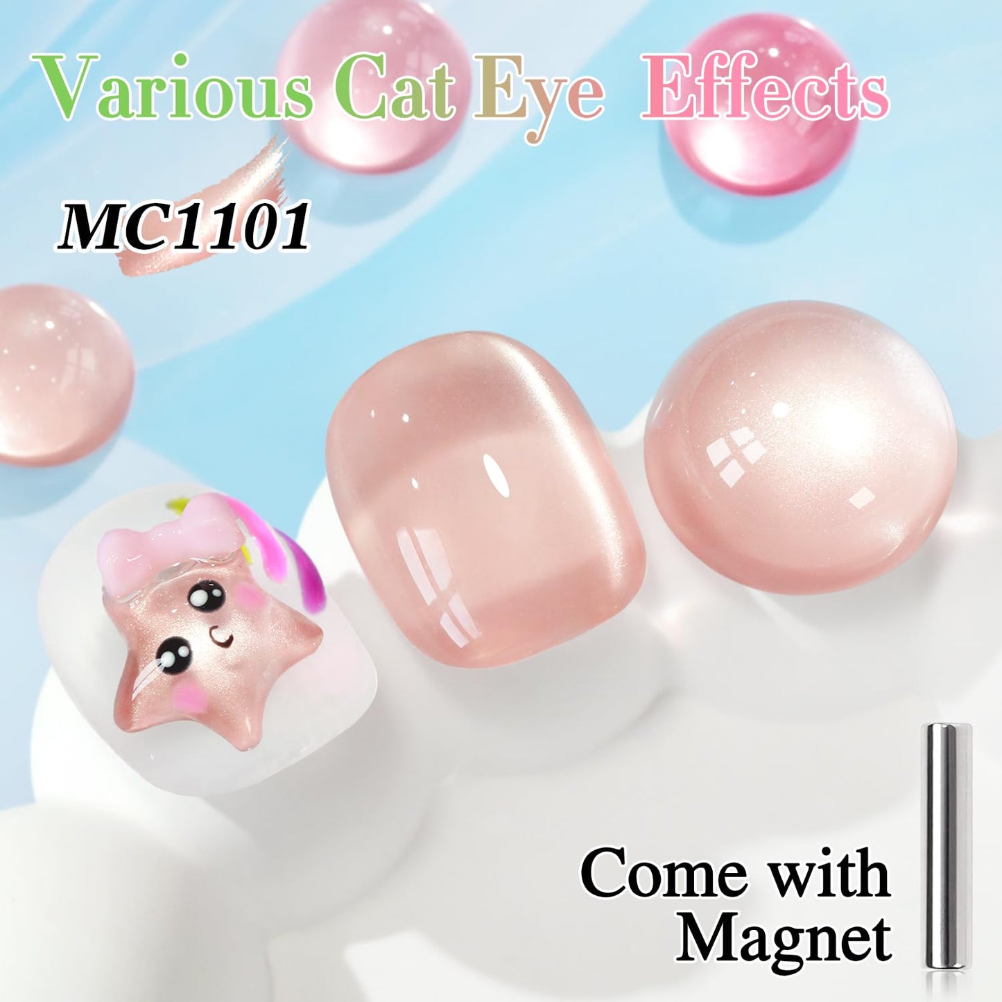 Double Rhythm Jelly Glass Cat Eye Gel Polish with Magnet 15ML Holographic Glitter Shimmer Translucent Sheer Color Magnetic Nail Polish Salon DIY at Home (Jelly Glass Nude-MC1101)