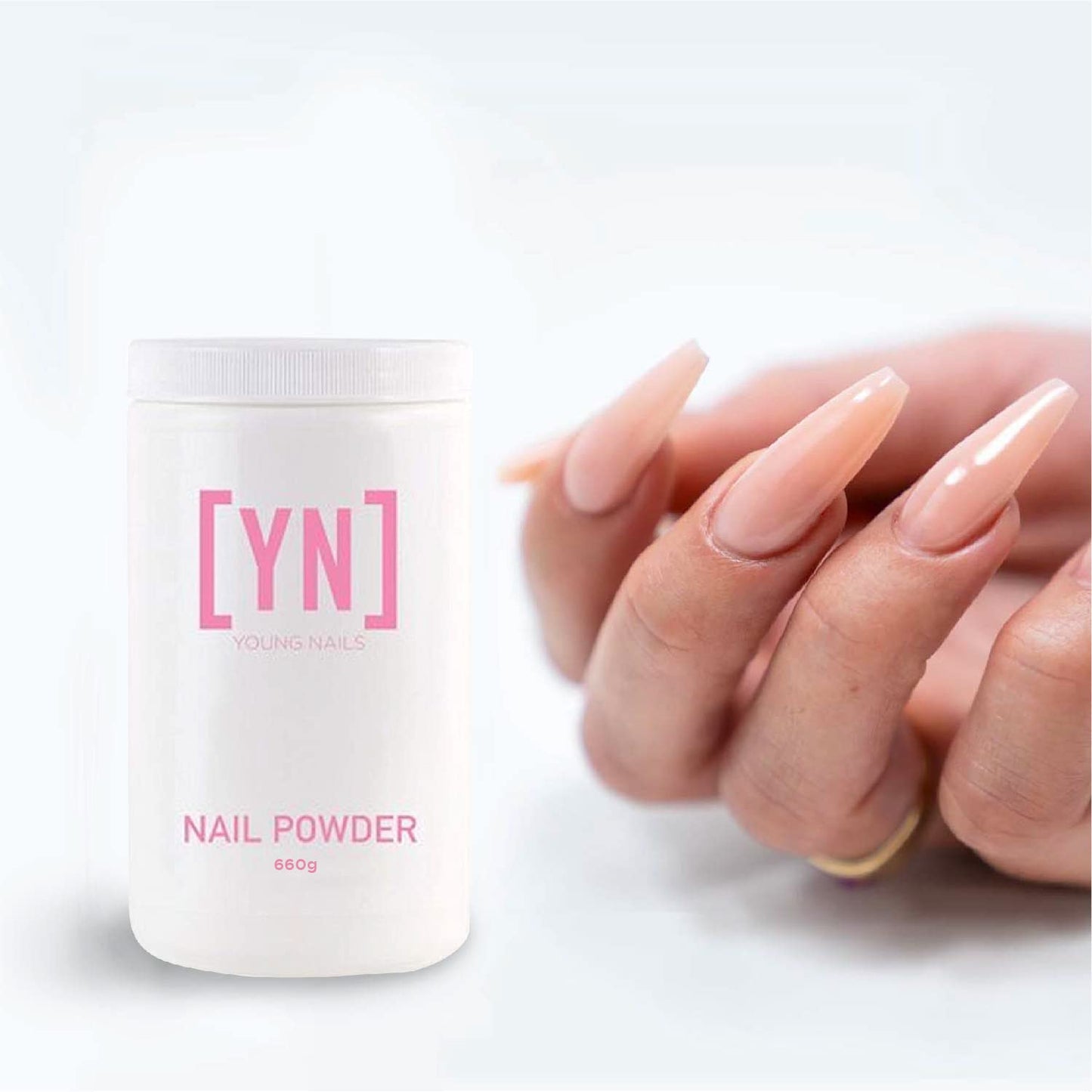 Young Nails Acrylic Cover Powder - Self-Leveling Acrylic Nail Powder, Clear Nude Pink White Acrylic Powder for Nail Extenstion, Professional Grade, Superior Adhesion, Color - Taupe, 660g