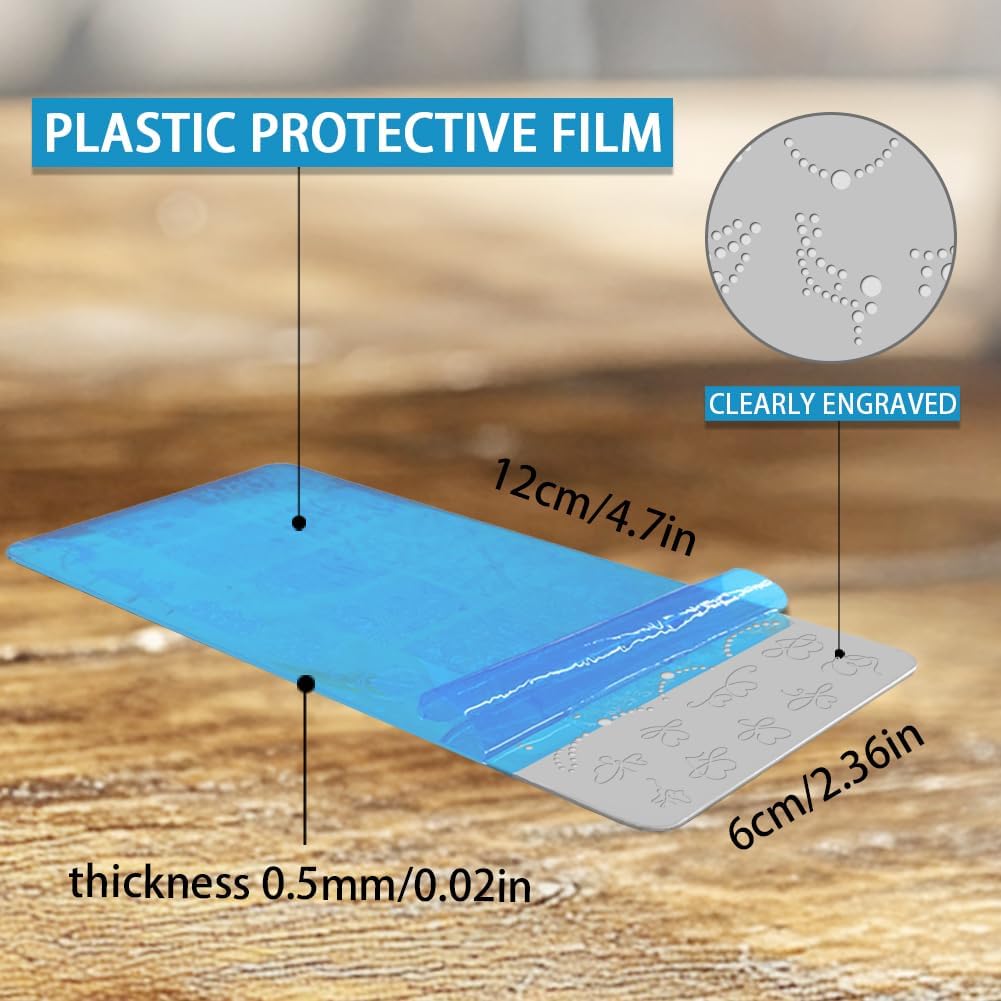 3Pcs Pearl Feathers Lace Nail Stamping Plate Bows Heart Wings Nail Stamping Templates French Tip Nail Art Stamp Image Plate Stainless Steel DIY Reusable Tools for Manicure Printing