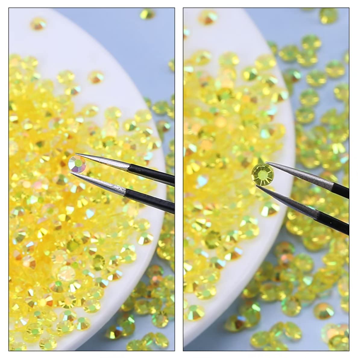4500 Pcs SS6 2mm AB Flatback Rhinestones for Nails Art Crafts Transparent Glitter Round Gems Coffees DIY Clothes Shoes(Clear Yellow Coffee AB)